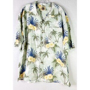 Pussers West Indies Men Large Silk Blend Tropical Beach Palm Button Shirt EUC